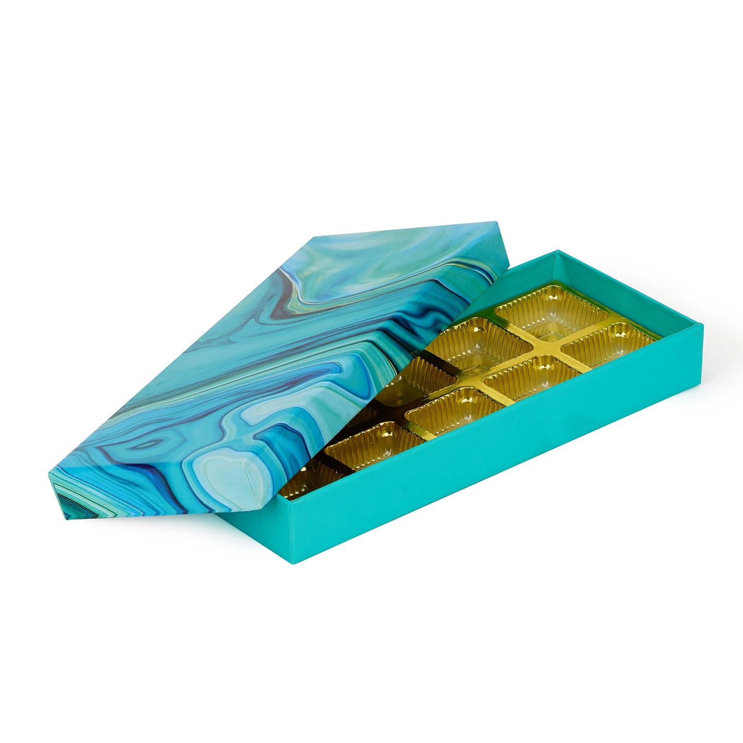 10 Pcs Cavity Chocolate Box - Marble Blue | Grownex Packaging | Chocolate Box