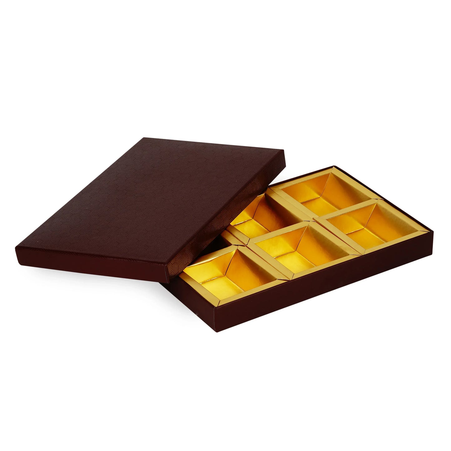 Elegant Brown Dry Fruit Box with 6 Compartments | Premium Gifting & Storage | Grownex Packaging | Dry Fruit Box