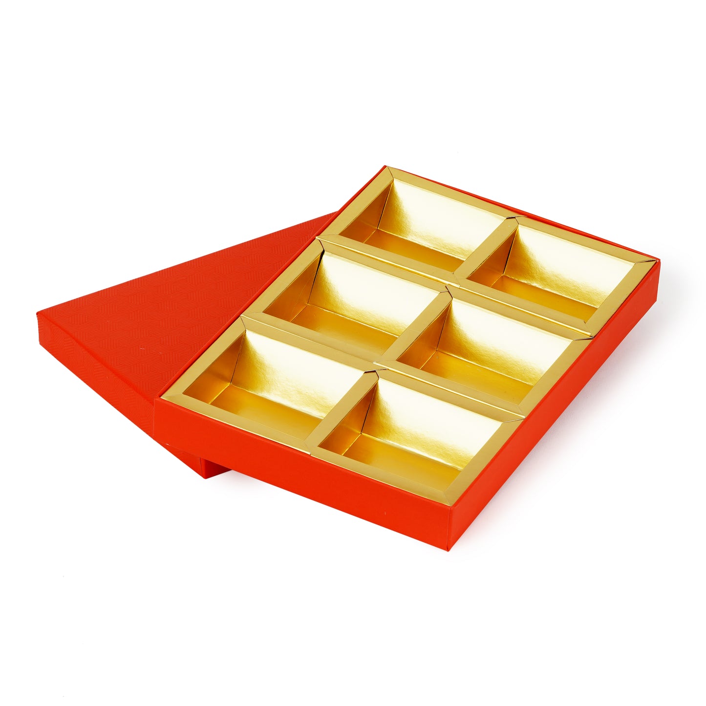 Vibrant Red 6-Compartment Dry Fruit Box | Bold & Festive Gifting | Grownex Packaging | Dry Fruit Box