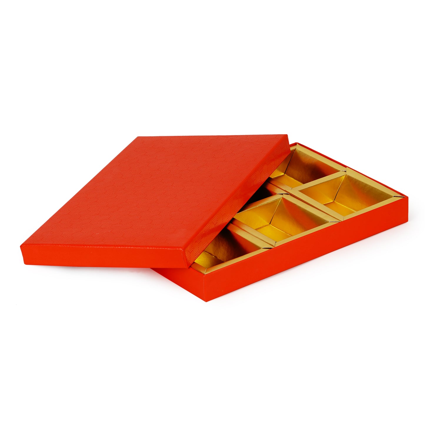 Vibrant Red 6-Compartment Dry Fruit Box | Bold & Festive Gifting | Grownex Packaging | Dry Fruit Box