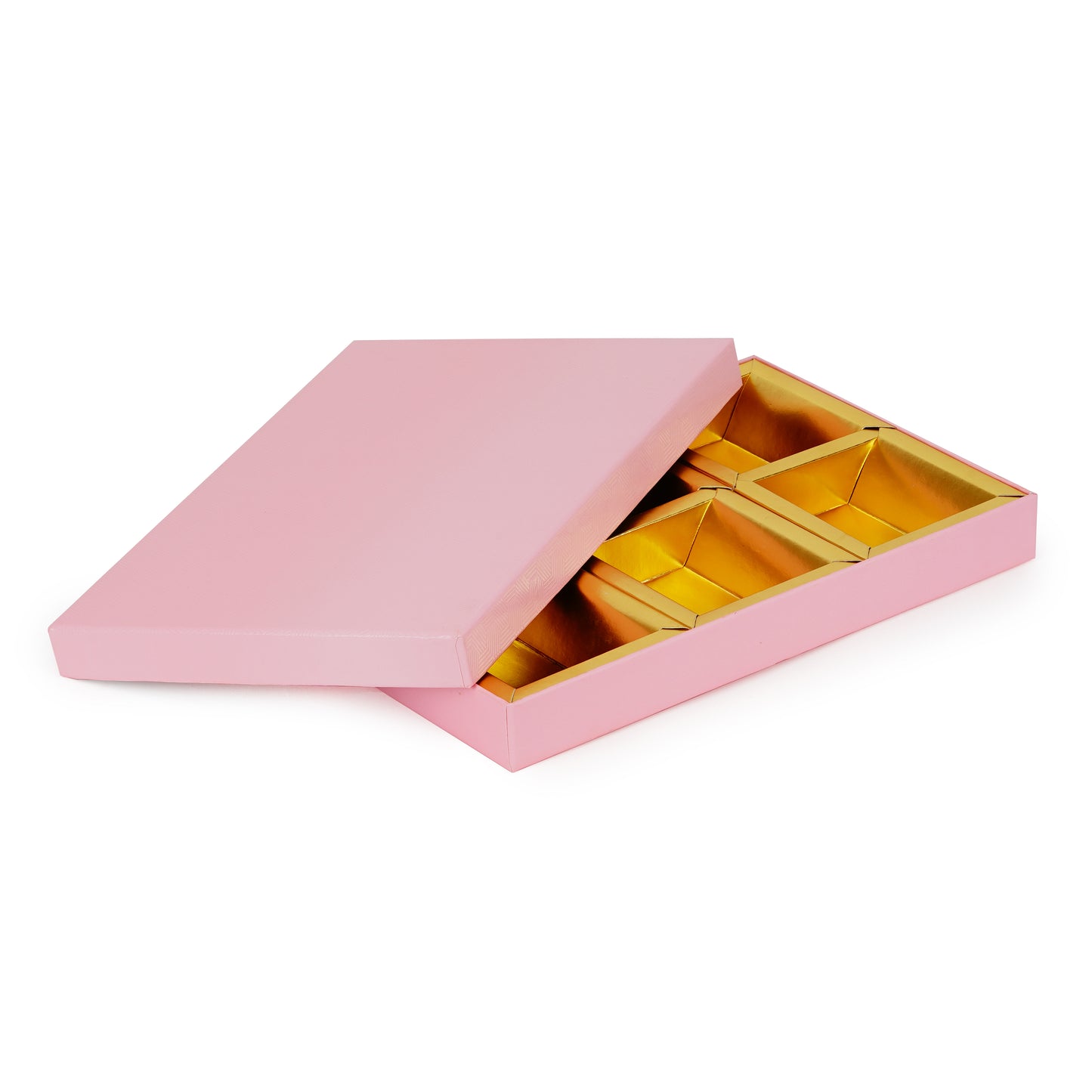Baby Pink 6-Compartment Dry Fruit Box | Elegant & Organized Gifting | Grownex Packaging | Dry Fruit Box