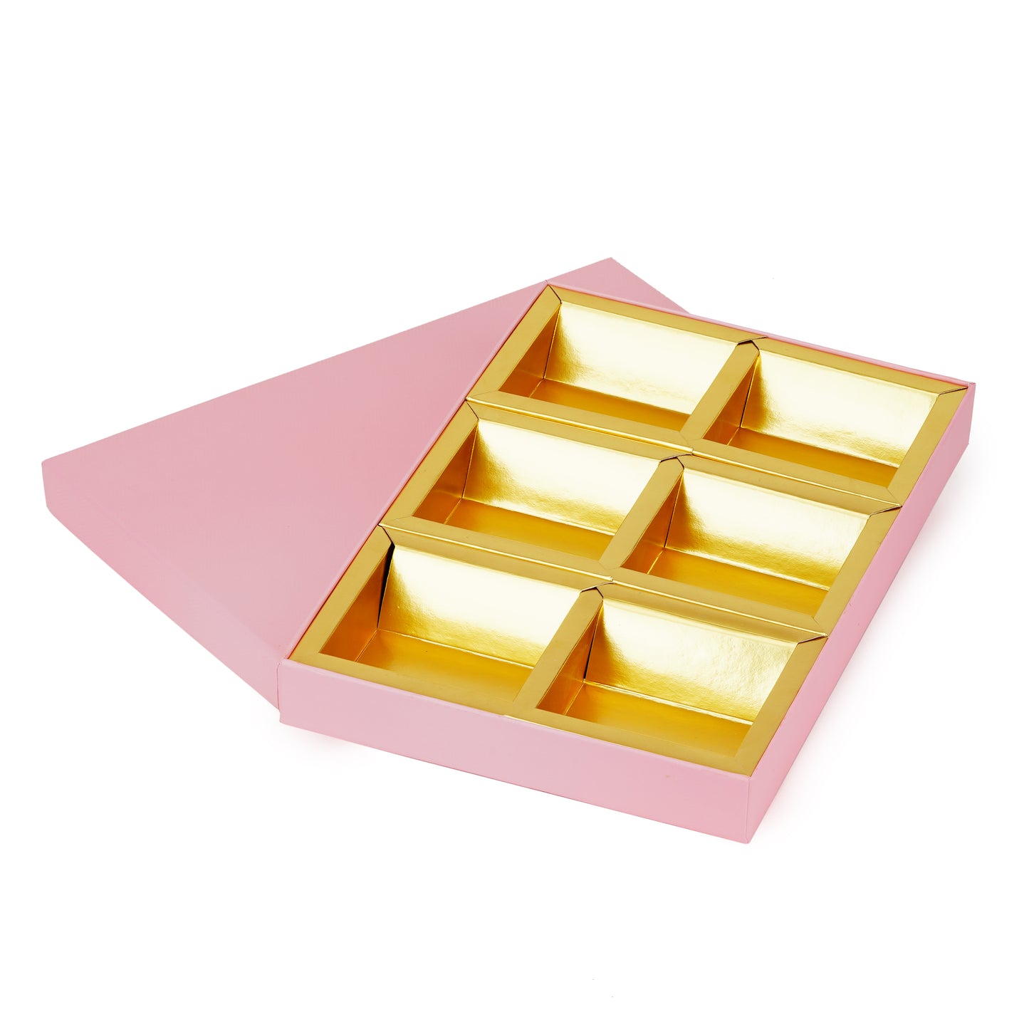 Baby Pink 6-Compartment Dry Fruit Box | Elegant & Organized Gifting | Grownex Packaging | Dry Fruit Box