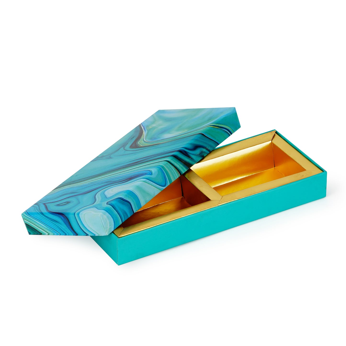 Marble Blue 2-Compartment Dry fruit Box | Elegant & Functional Gifting | Grownex Packaging | Dry Fruit Box