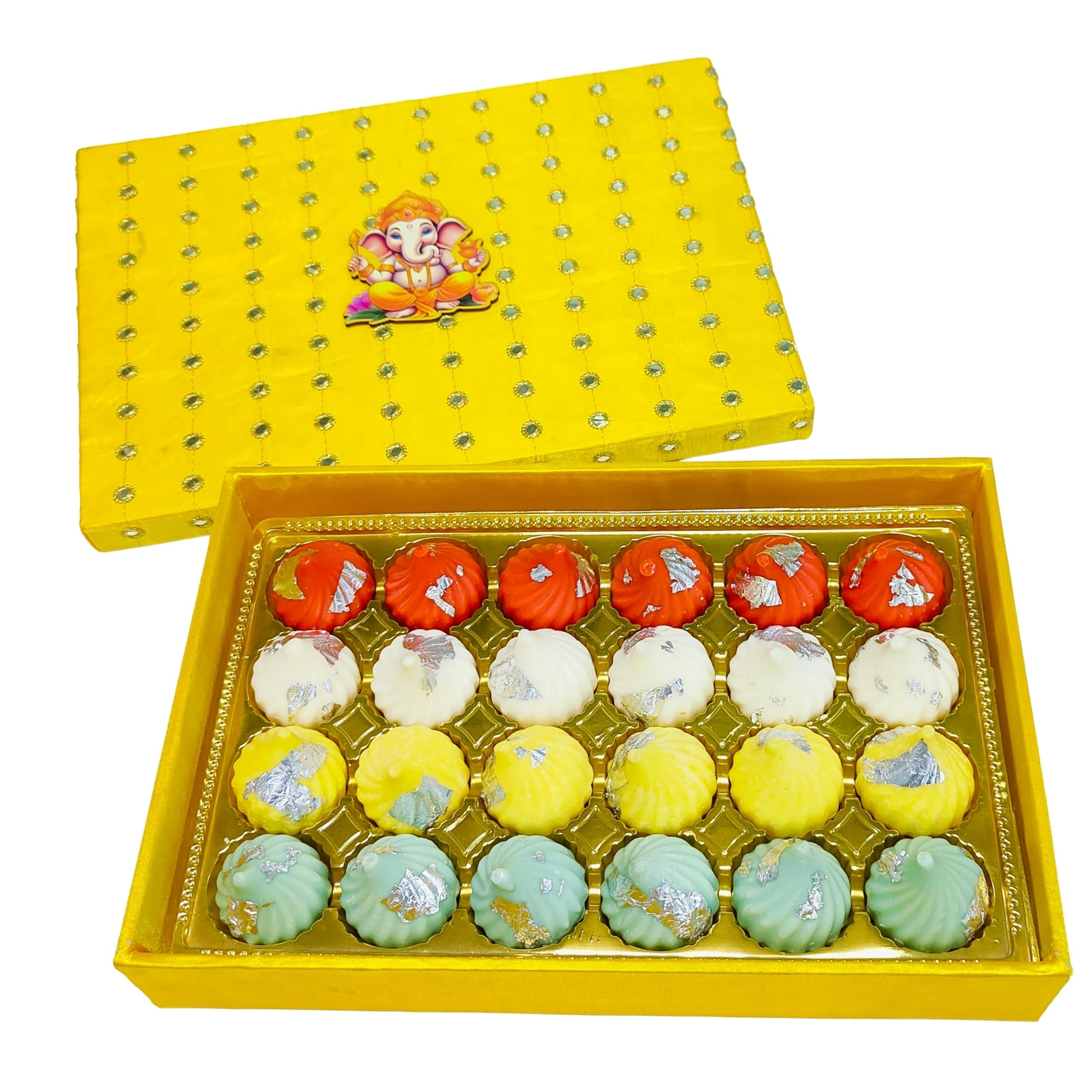 Yellow Ganesha Gift Box – Premium Modak & Sweet Packaging | Grownex Packaging | Sweet Box