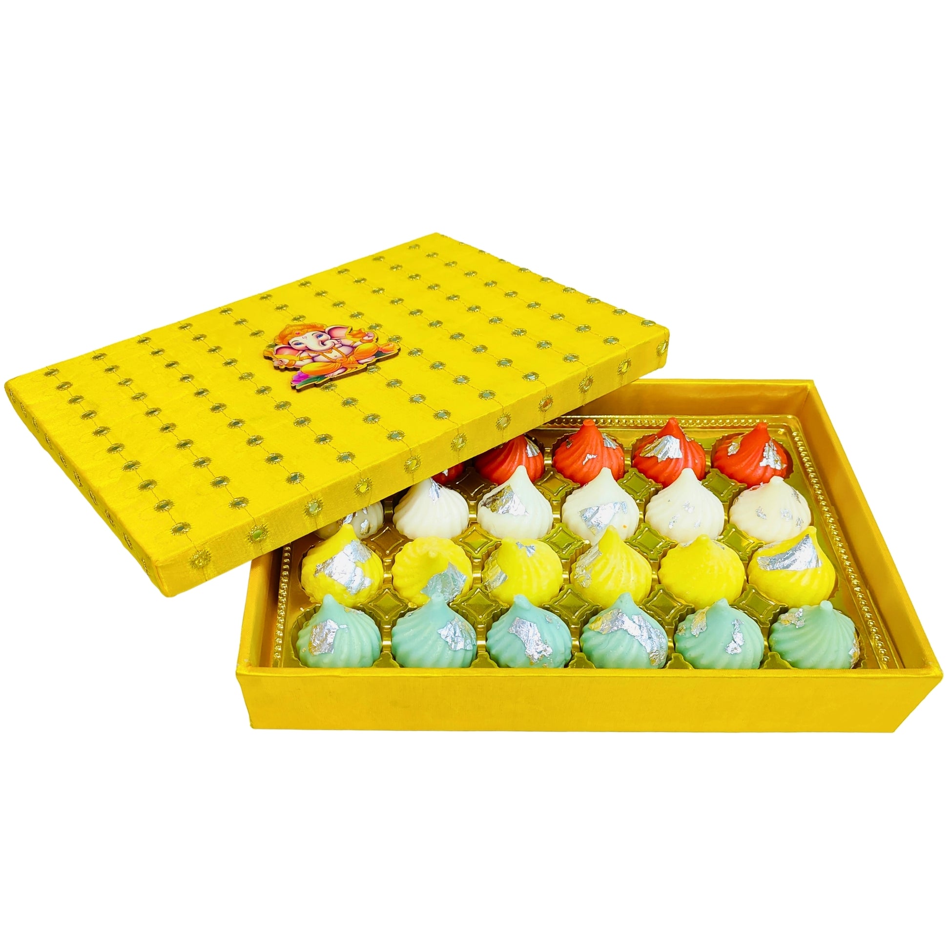Yellow Ganesha Gift Box – Premium Modak & Sweet Packaging | Grownex Packaging | Sweet Box