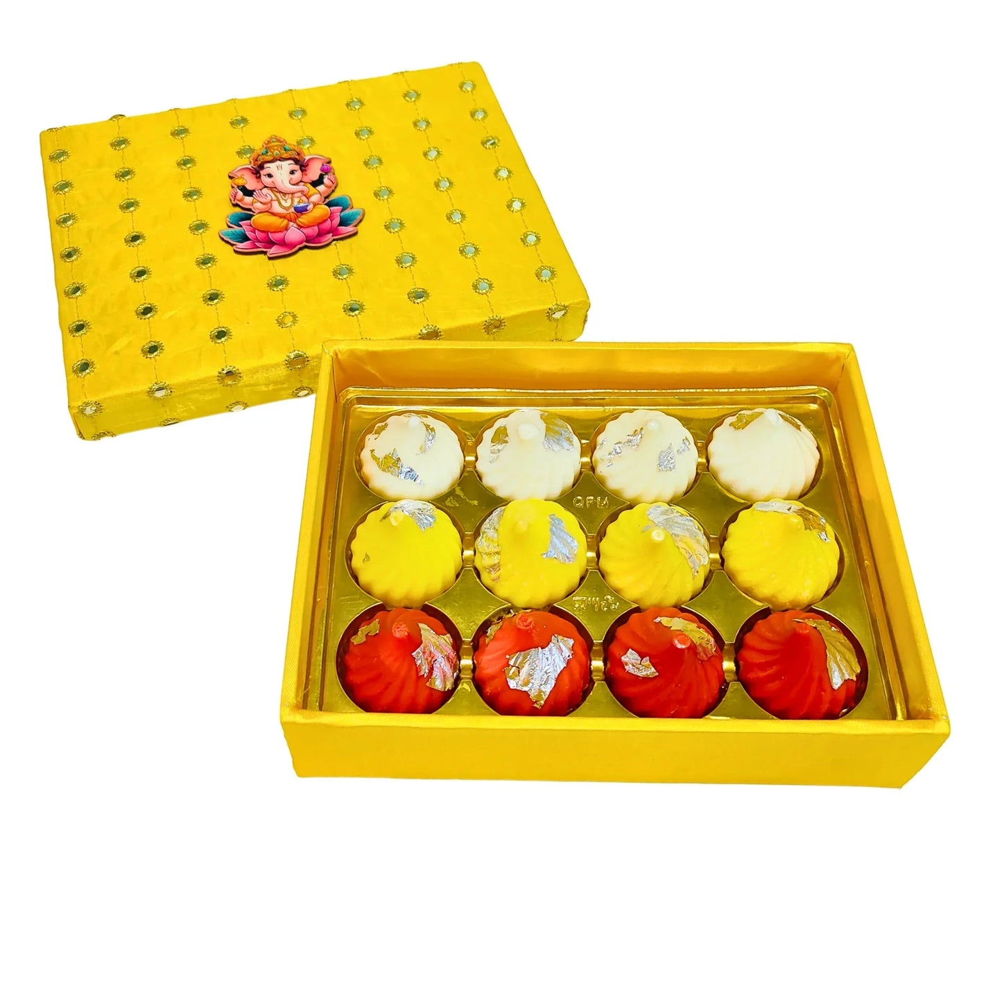 Yellow Ganesha Gift Box – Premium Modak & Sweet Packaging | Grownex Packaging | Sweet Box