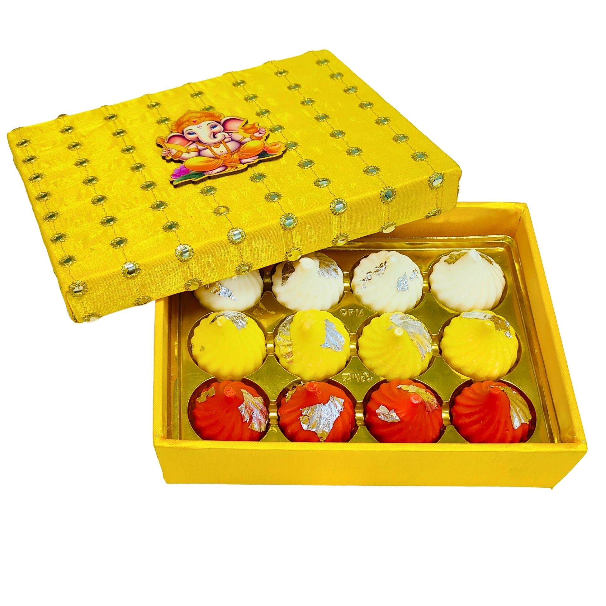 Yellow Ganesha Gift Box – Premium Modak & Sweet Packaging | Grownex Packaging | Sweet Box