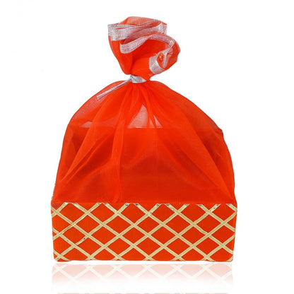 Square Lace Orange Gift Hamper Basket | Grownex Packaging | Basket & Tray