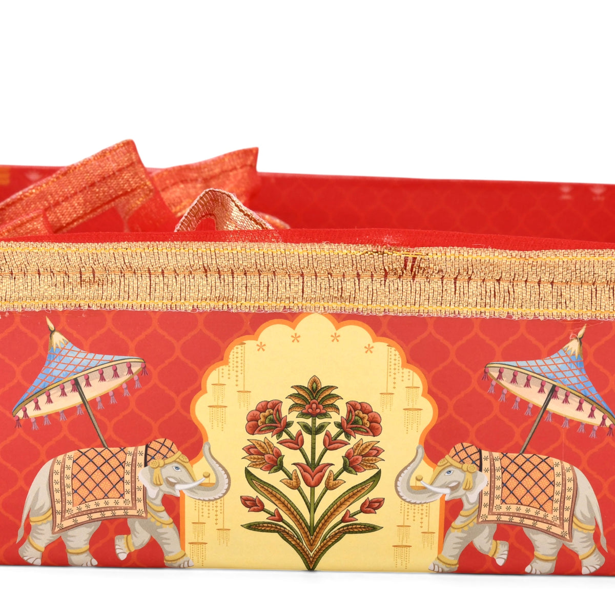 Red Elephant Print Gift Hamper Basket | Wedding & Return Gift Basket
