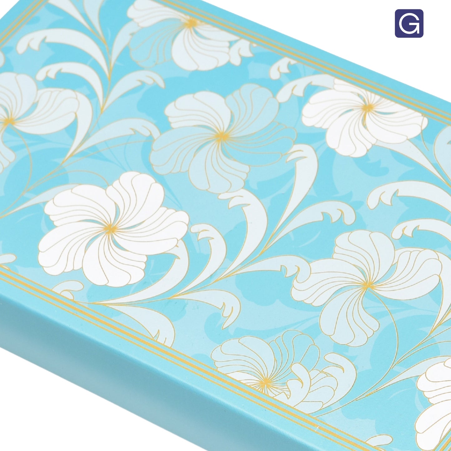 Sea Green-White Floral Sweet Box | 1kg Premium Kappa Board Mithai Box