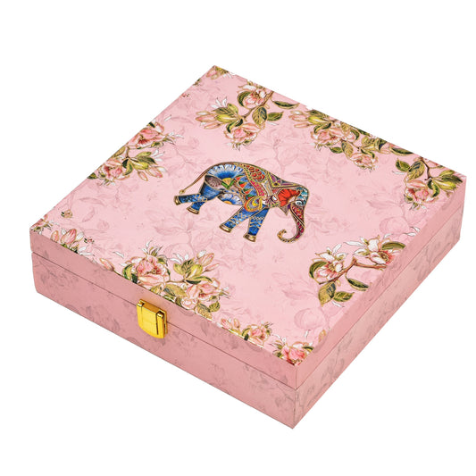 Elephant Foil Print Wooden Premium Hamper Box