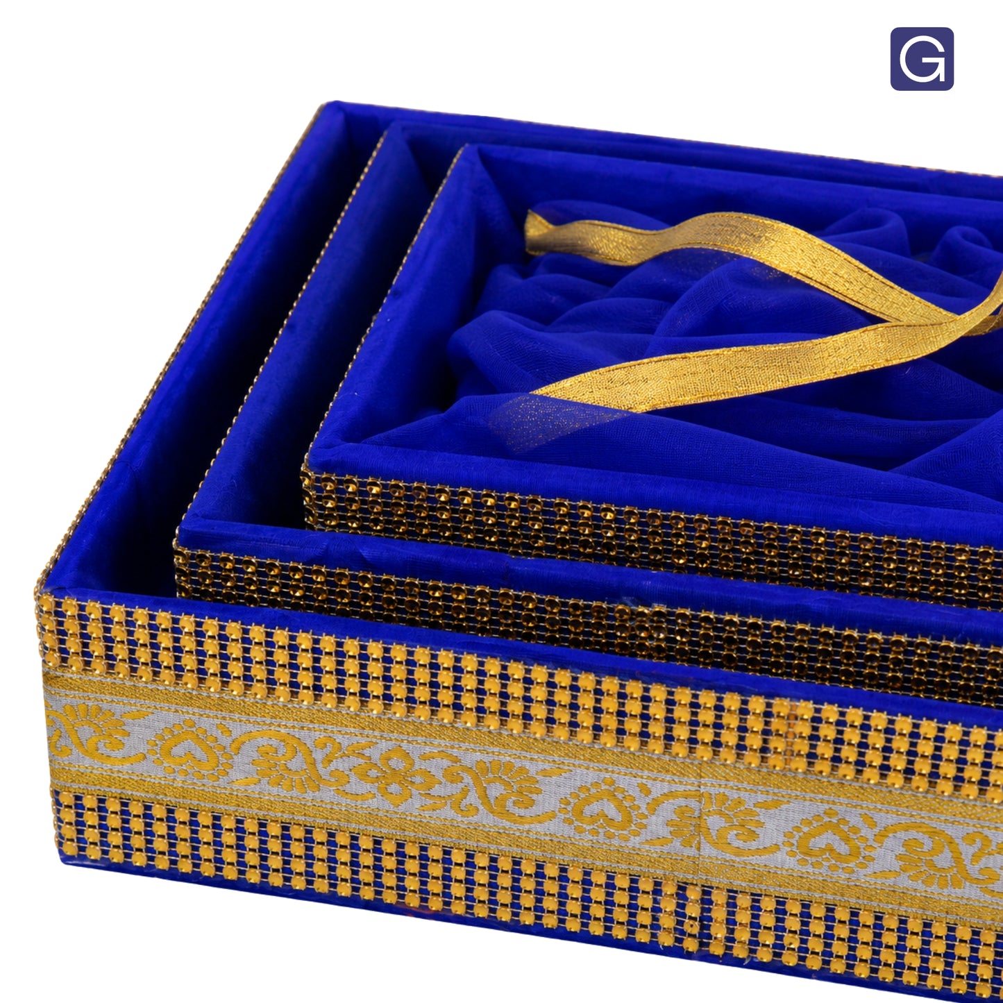 Decorative Royal Blue Gift Basket Set of 3 | Wedding & Return Gift Packaging