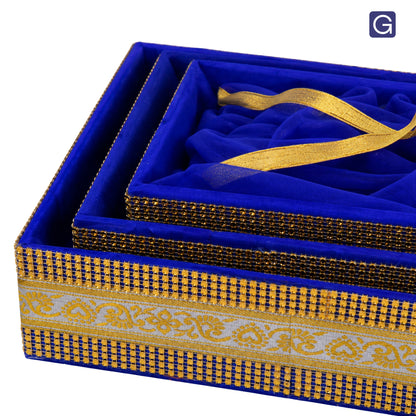 Decorative Royal Blue Gift Basket Set of 3 | Wedding & Return Gift Packaging