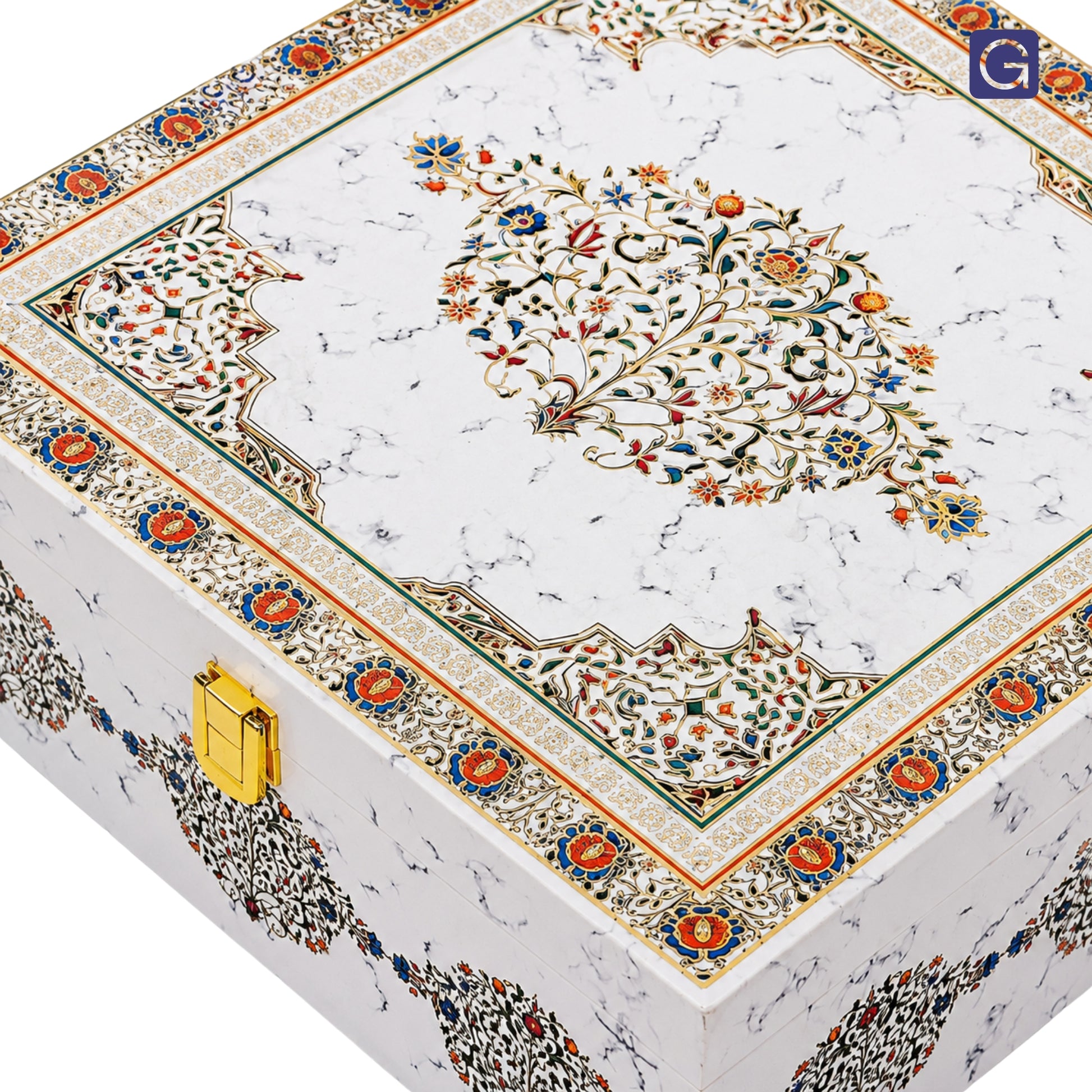 White marble print with gold foil embossing  