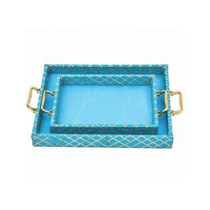Traditional Rama Green Wooden Square Lace Hamper Tray