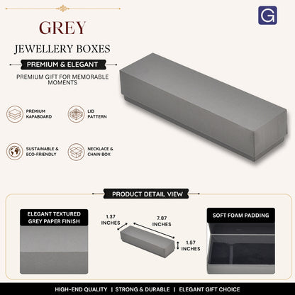 Grey Necklace & Chain Gift Box | 20 x 3.5 x 4 cm