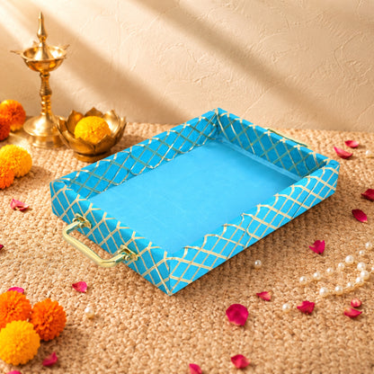 Traditional Rama Green Wooden Square Lace Hamper Tray