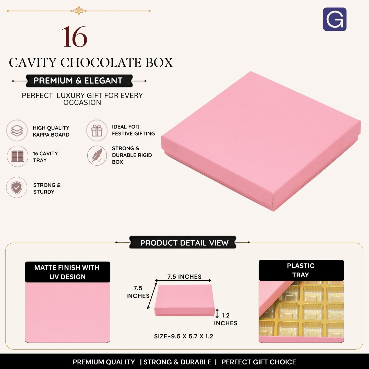 Baby Pink 16 Cavity Chocolate Box