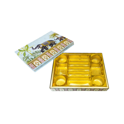 Blue Royal Elephant Foil Print Lawana Box  | Premium Shagun & Wedding Gift Box