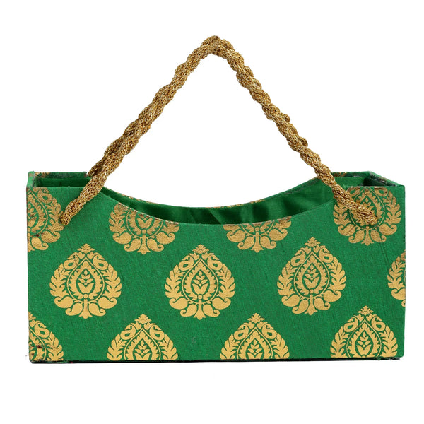 Green Hamper Basket with Handle - Styled with Festive Gift Items | Grownex Packaging