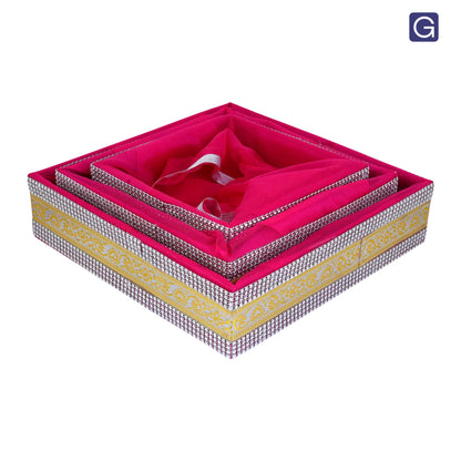 Decorative Rani Pink Hamper Basket Set of 3 | Premium Festive Gift Packaging