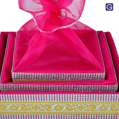 Decorative Rani Pink Hamper Basket Set of 3 | Premium Festive Gift Packaging