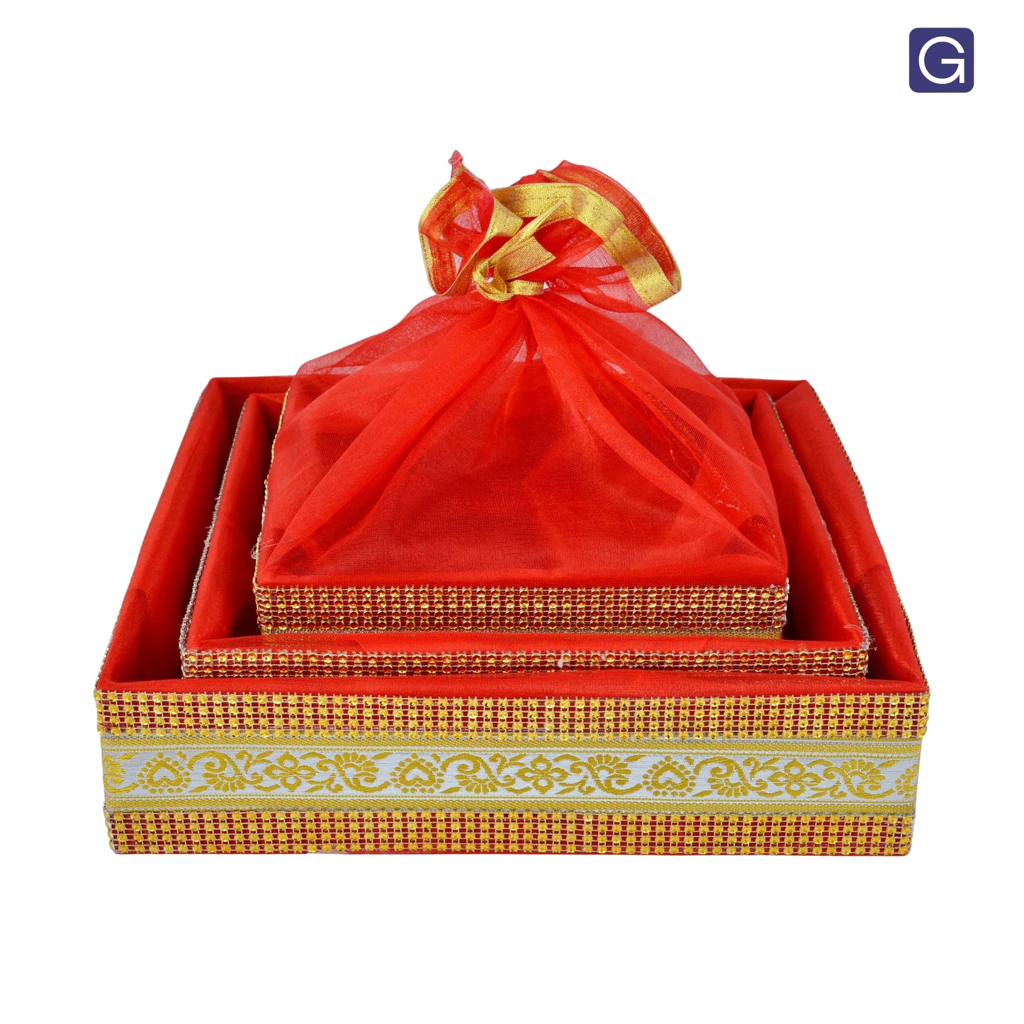 Red Hamper Basket Set of 3 | Reusable MDF Gift Basket for Wedding Hampers