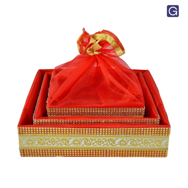 Red Hamper Basket Set of 3 - Front View | Grownex Packaging
