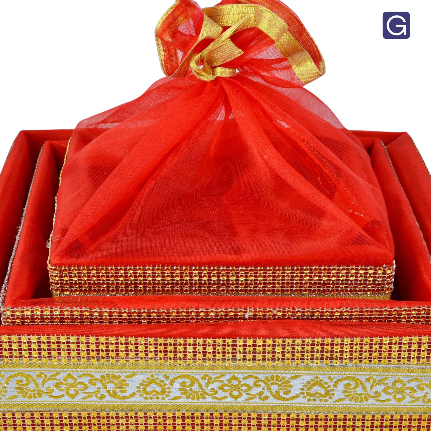 Red Hamper Basket Set of 3 | Reusable MDF Gift Basket for Wedding Hampers