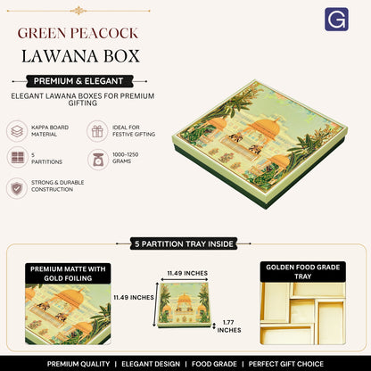 Green Peacock Lawana 5 Partitions Lawana Box - Side View