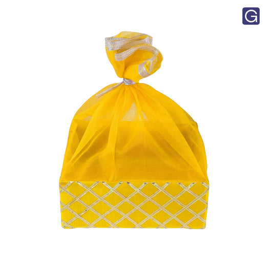 Square Lace Yellow Gift Basket  | Festive & Return Gift Packaging