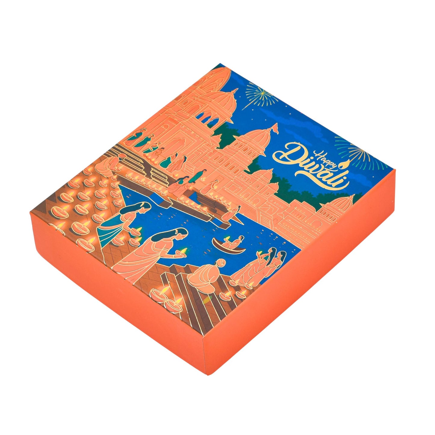 Diwali Celebration Hamper Gift Box with Temple & Ghat Design | Grownex Packaging | Hamper Box