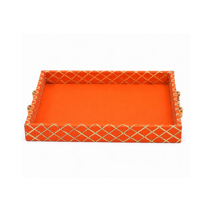 Traditional Orange Square Lace Hamper Tray