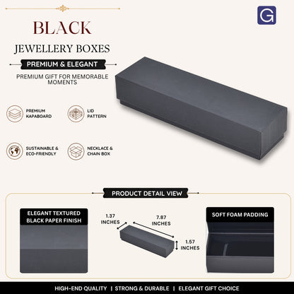 Black Necklace & Chain Gift Box | 20 x 3.5 x 4 cm