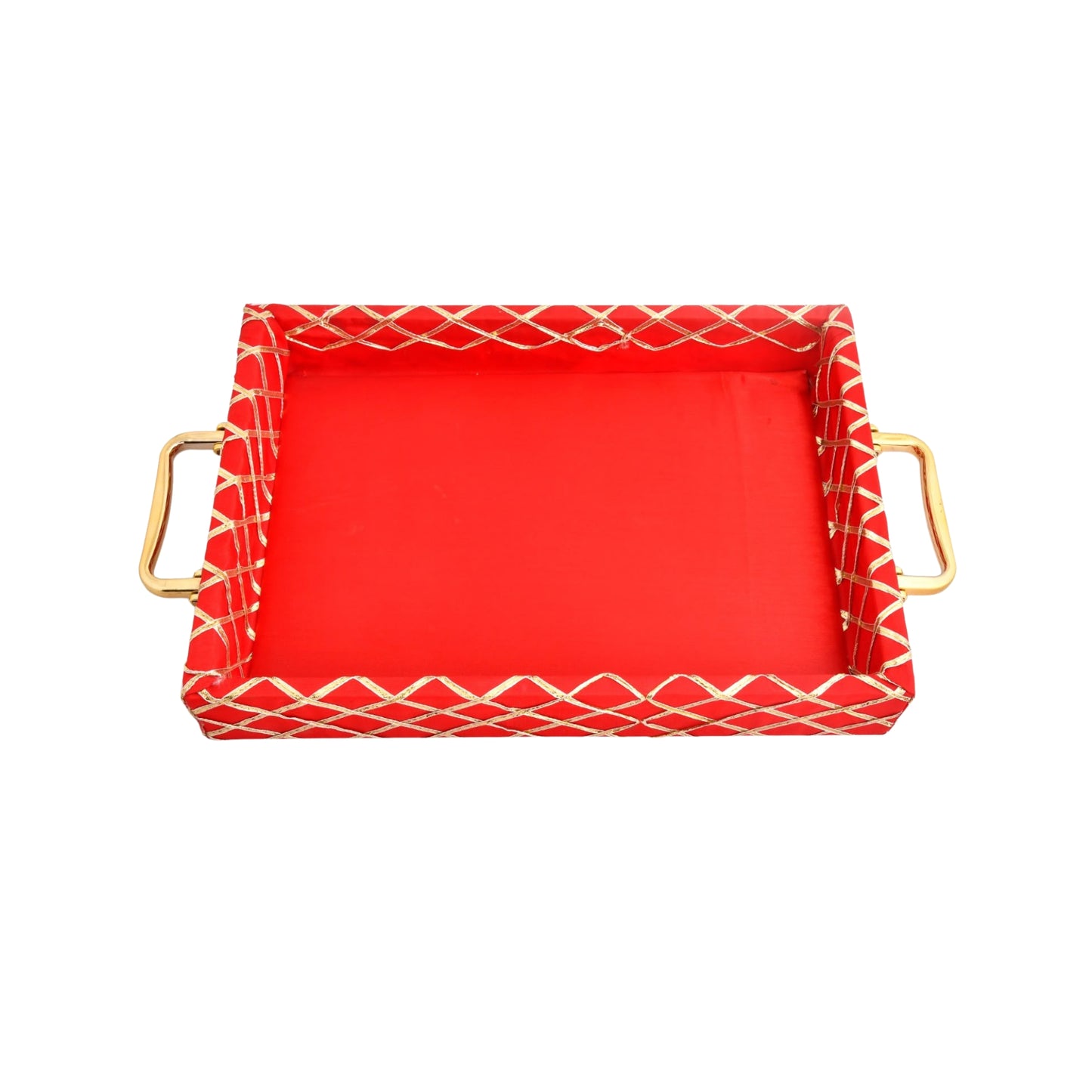 Traditional Red Wooden Square Lace Hamper Tray