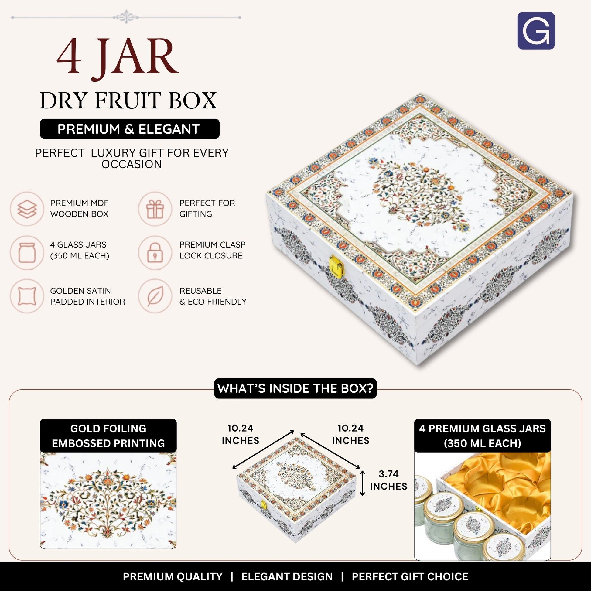 White marble gift box closure detail