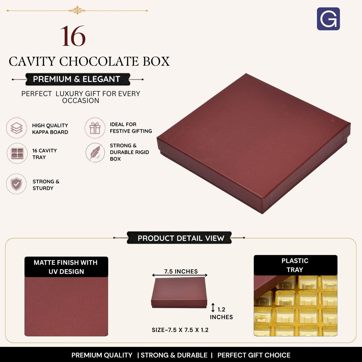 Brown 16 Cavity Chocolate Box