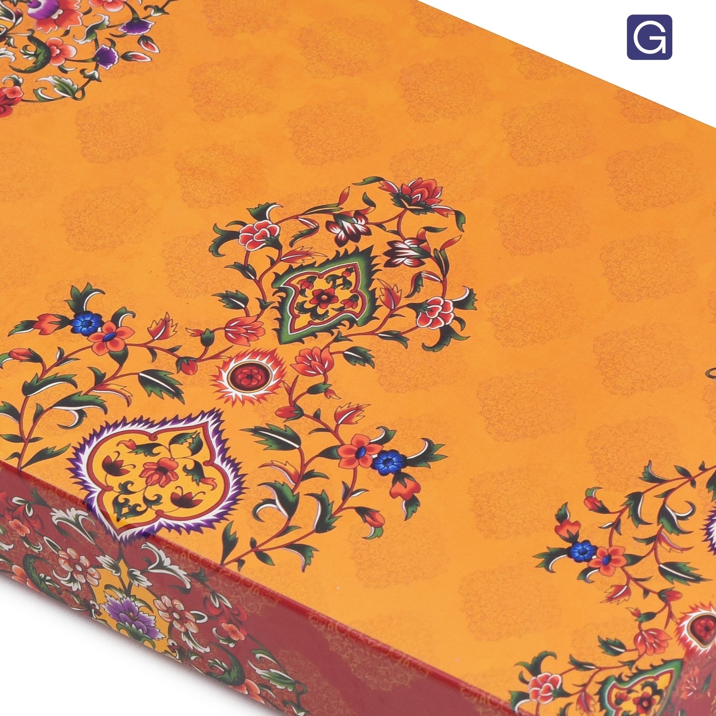 Yellow Leaf 4 Line Sweet Box | 500gm Premium Mithai Festival Gift Packaging Box