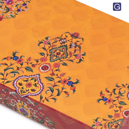 Yellow Leaf 4 Line Sweet Box | 500gm Premium Mithai Festival Gift Packaging Box