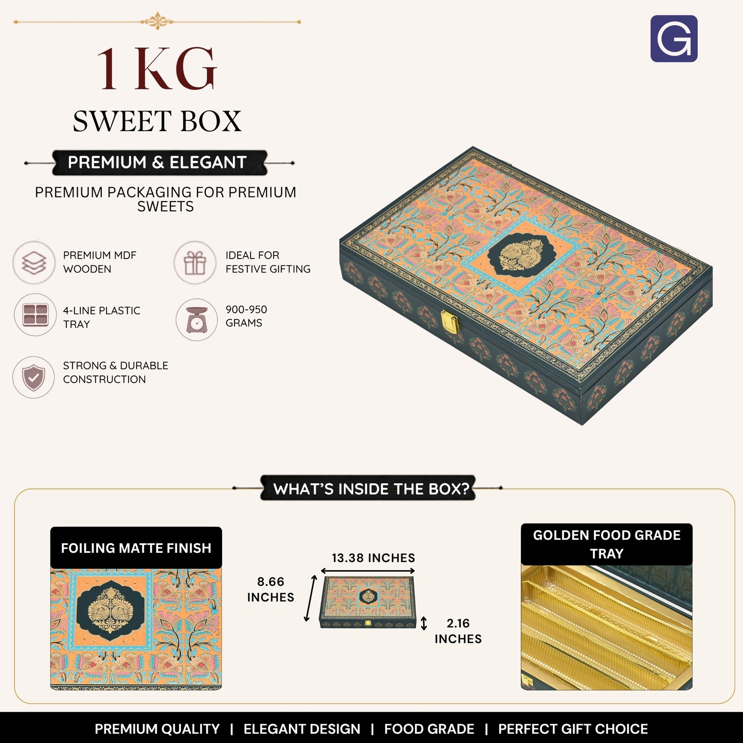 Luxury Sweet Gift Box with Golden Trays | Royal Floral Heritage Collection