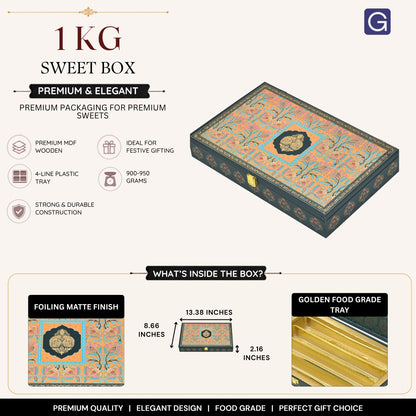 Luxury Sweet Gift Box with Golden Trays | Royal Floral Heritage Collection
