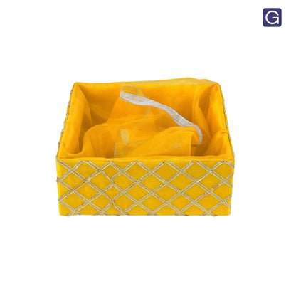 Square Lace Yellow Gift Basket  | Festive & Return Gift Packaging