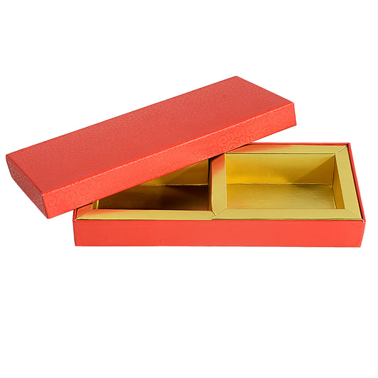 2 Partitions Dryfruit Box Red Grownex Packaging Dry Fruit Box