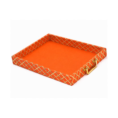 Traditional Orange Square Lace Hamper Tray