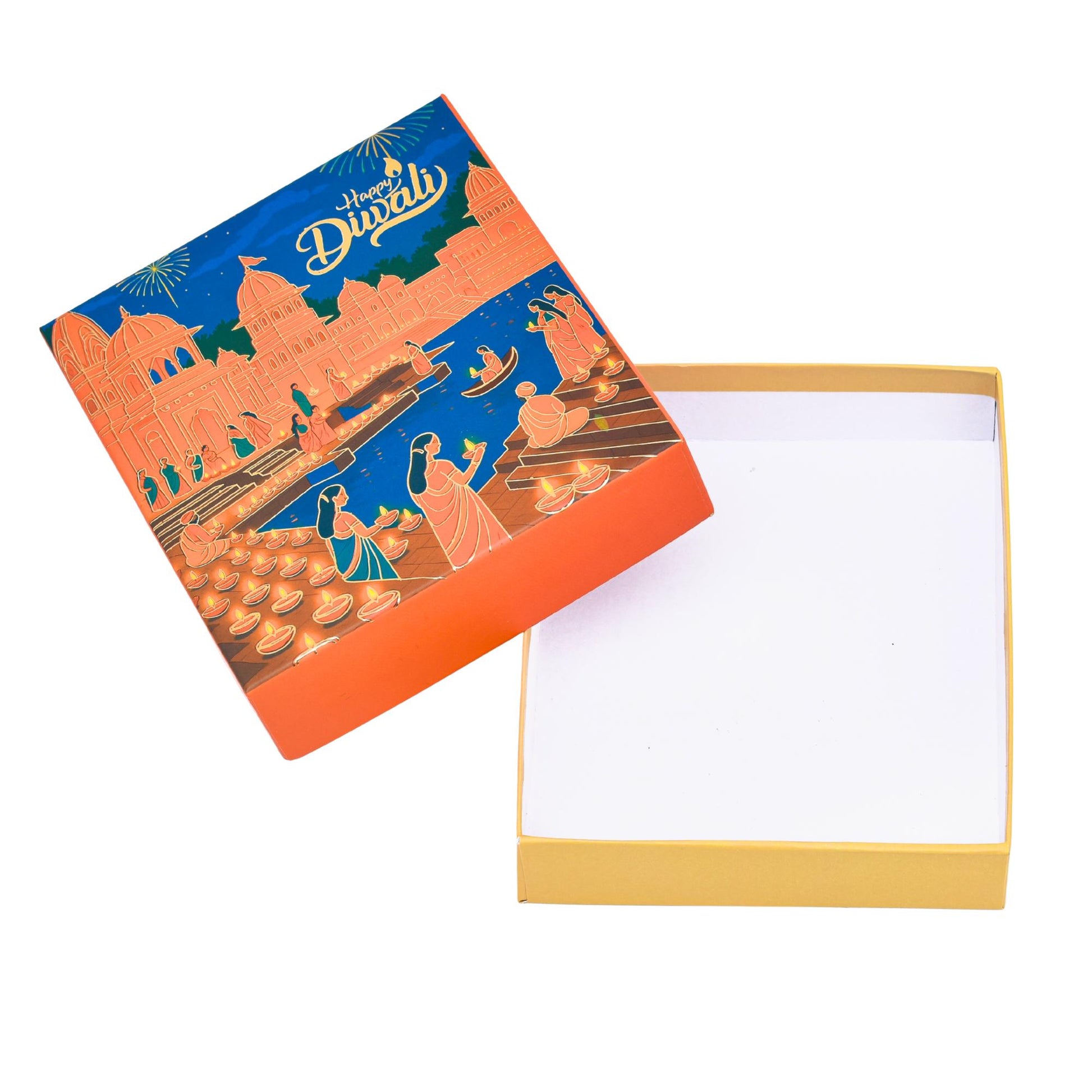 Diwali Celebration Hamper Gift Box with Temple & Ghat Design | Grownex Packaging | Hamper Box