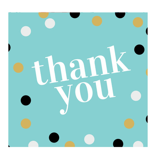 Thank You Greeting Card with Polka Dot Design – Blue Background | Grownex Packaging | Tags & Stickers