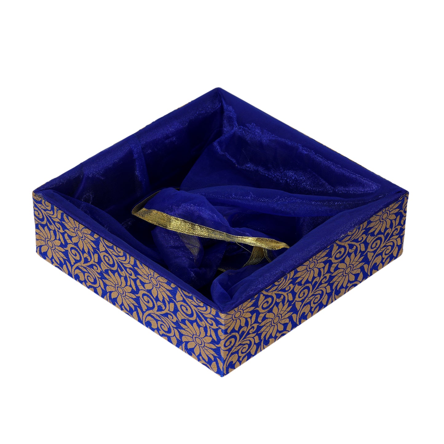 Floral Print Blue Gift Hamper Basket | Festive & Corporate Gift Packaging