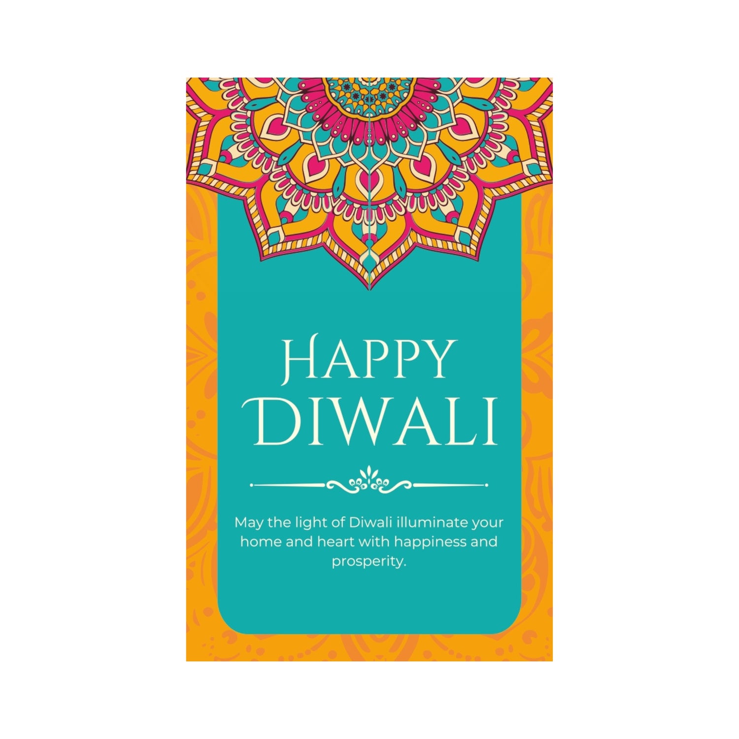 Happy Diwali Tag – Teal Mandala & Floral Gift Label | Grownex Packaging | Tags & Stickers