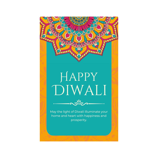 Happy Diwali Tag – Teal Mandala & Floral Gift Label | Grownex Packaging | Tags & Stickers