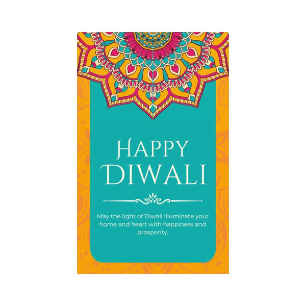 Happy Diwali Tag – Teal Mandala & Floral Gift Label | Grownex Packaging | Tags & Stickers